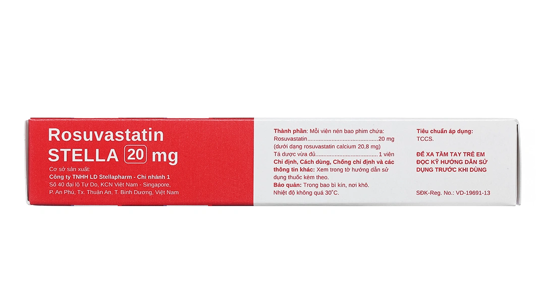 Rosuvastatin Stella 20mg trị rối loạn mỡ máu (3 vỉ x 10 viên) - 2