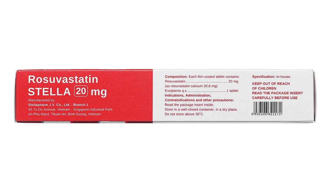 Rosuvastatin Stella 20mg trị rối loạn mỡ máu (3 vỉ x 10 viên) - 3