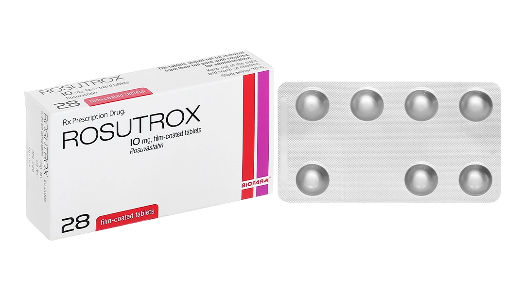 Rosutrox 10mg trị tăng cholesterol trong máu (4 vỉ x 7 viên) - 