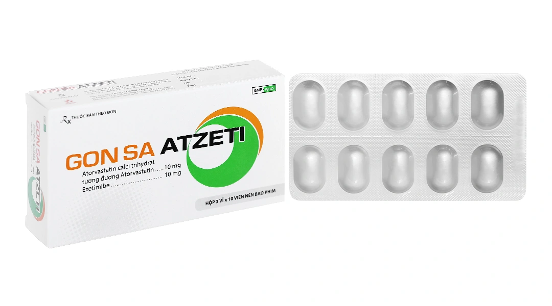 Gon Sa Atzeti 10/10mg trị rối loạn mỡ máu (3 vỉ x 10 viên) - 