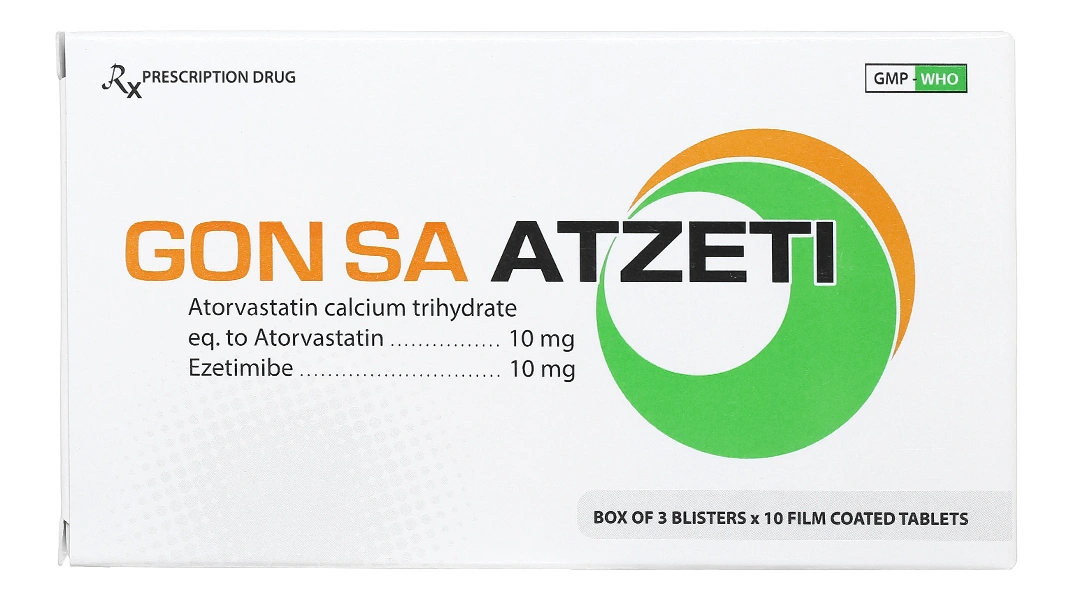 Gon Sa Atzeti 10/10mg trị rối loạn mỡ máu (3 vỉ x 10 viên) - 1