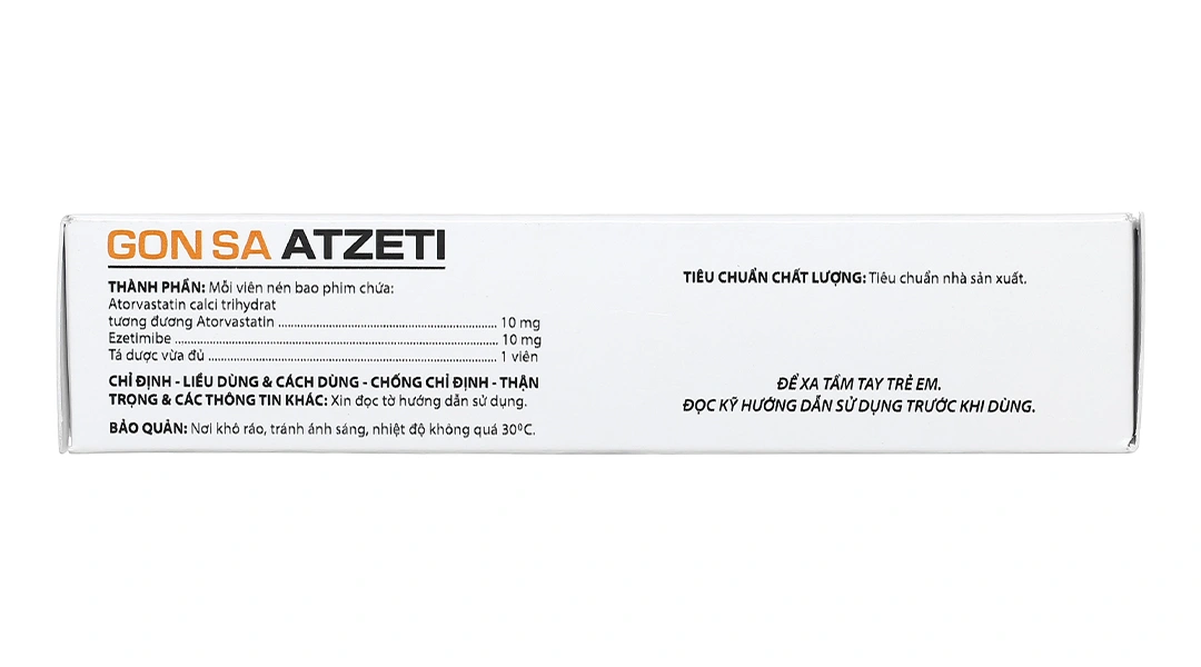 Gon Sa Atzeti 10/10mg trị rối loạn mỡ máu (3 vỉ x 10 viên) - 2