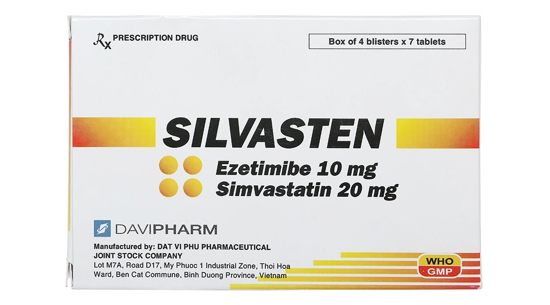 Silvasten 20/10mg trị rối loạn mỡ máu (4 vỉ x 7 viên) - 1