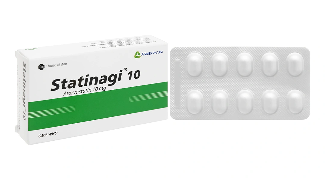 Statinagi 10 trị rối loạn mỡ máu (3 vỉ x 10 viên) - 