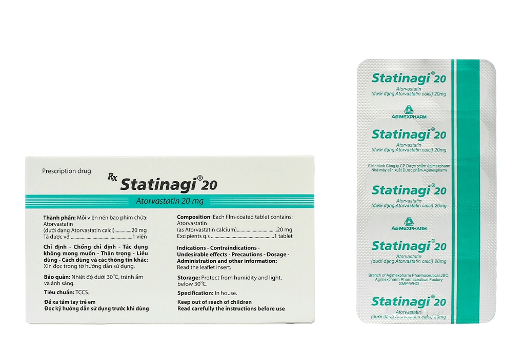 Statinagi 20 trị rối loạn mỡ máu (3 vỉ x 10 viên) - 1