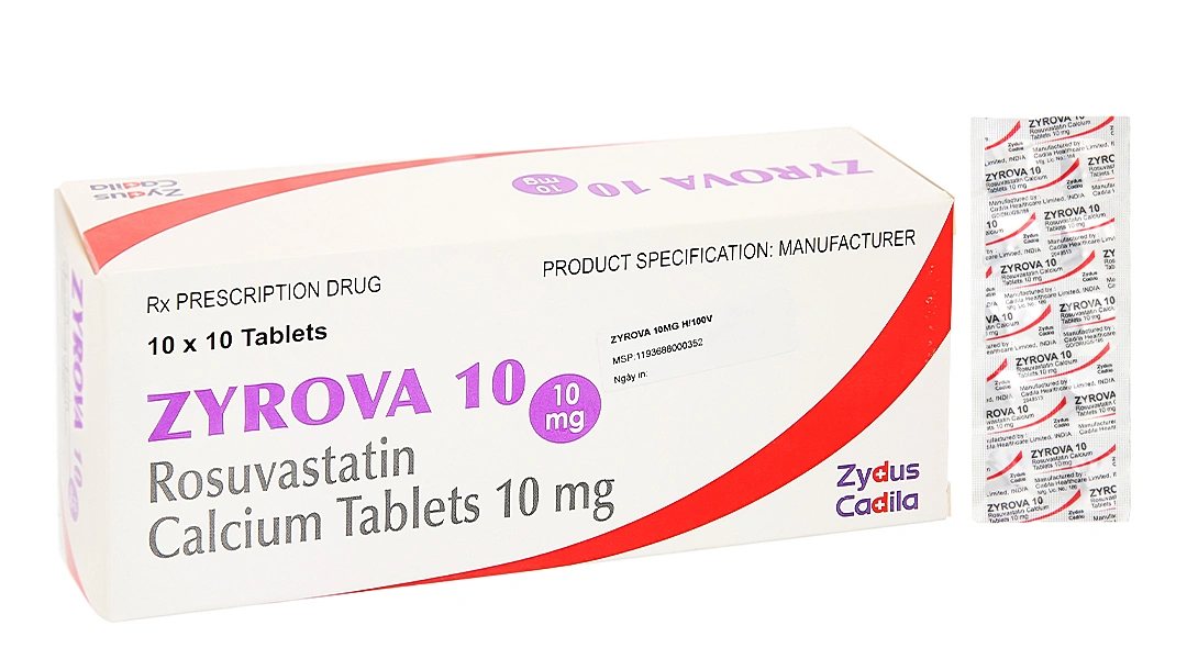 Zyrova 10 trị rối loạn mỡ máu (10 vỉ x 10 viên) - 