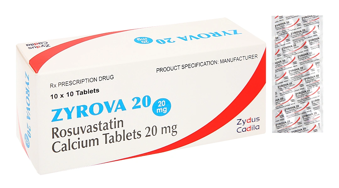 Zyrova 20 trị rối loạn mỡ máu (10 vỉ x 10 viên) - 