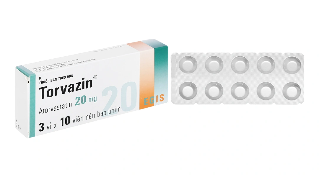 Torvazin 20mg trị rối loạn lipid máu (3 vỉ x 10 viên) - 