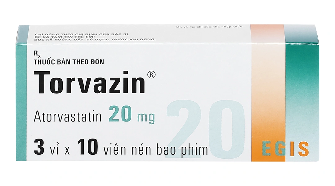 Torvazin 20mg trị rối loạn lipid máu (3 vỉ x 10 viên) - 1
