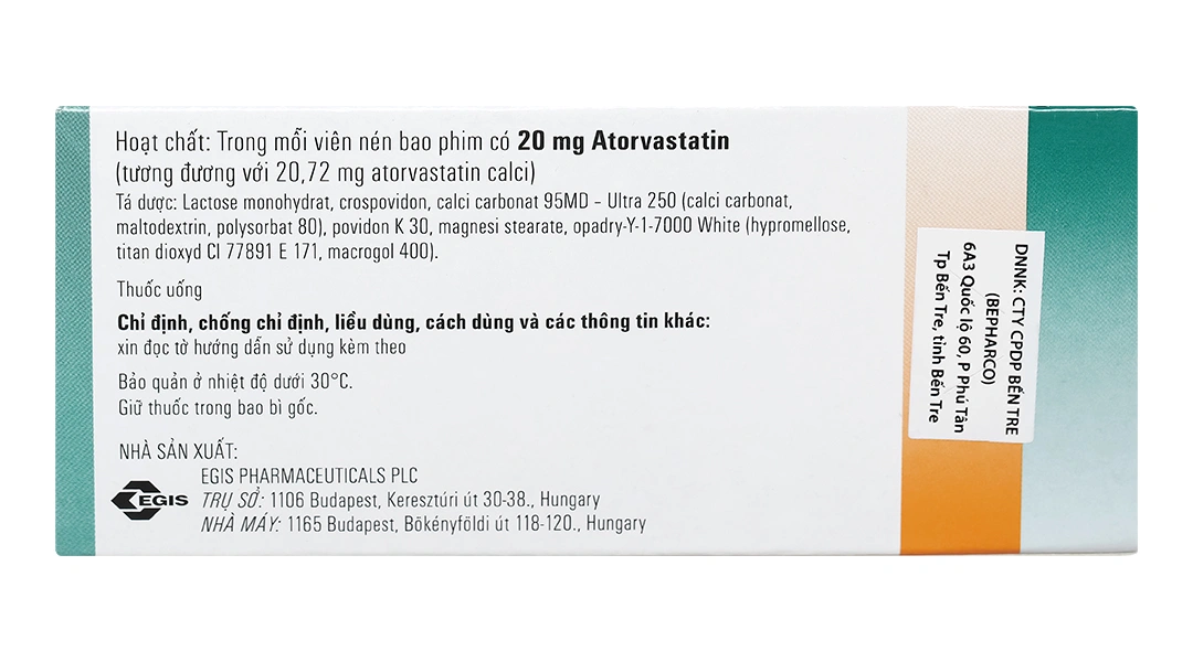 Torvazin 20mg trị rối loạn lipid máu (3 vỉ x 10 viên) - 2