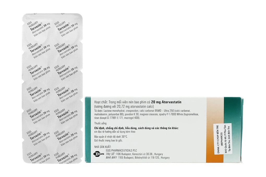 Torvazin 20mg trị rối loạn lipid máu (3 vỉ x 10 viên) - 5