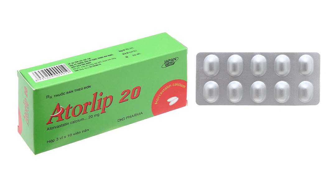 Atorlip 20mg trị rối loạn mỡ máu (3 vỉ x 10 viên) - 