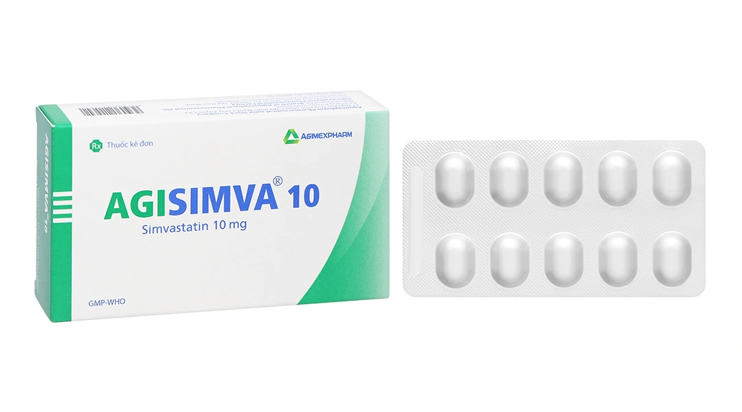 Agisimva 10 trị tăng cholesterol máu, xơ vữa động mạch (3 vỉ x 10 viên) - 
