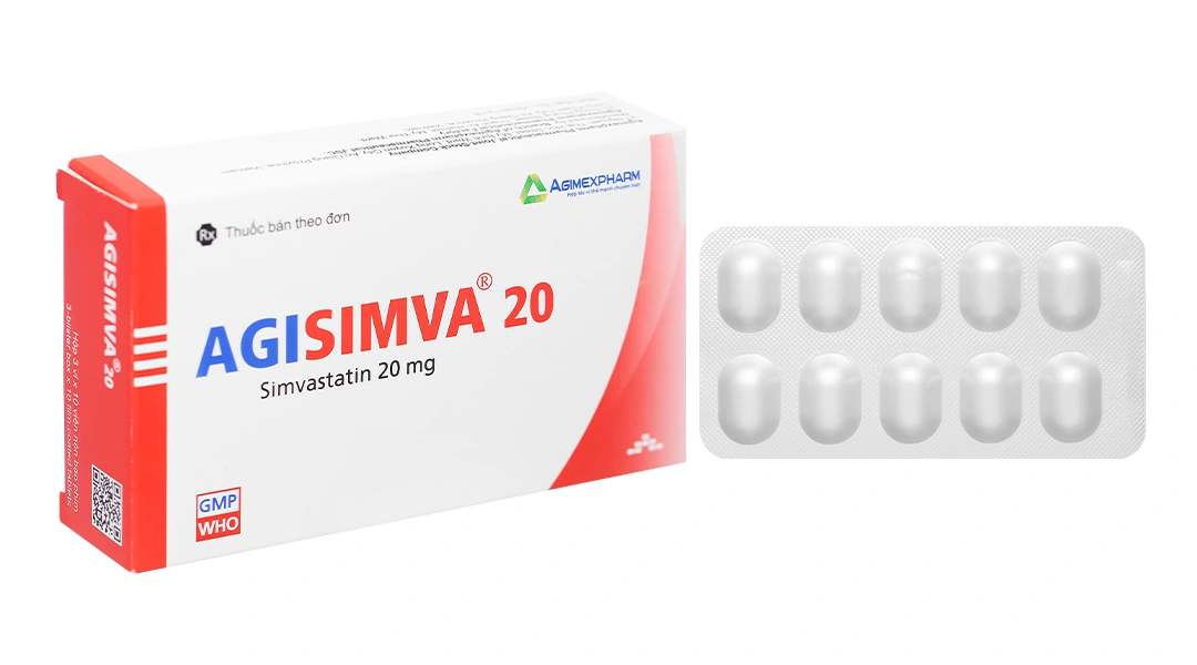 Agisimva® 20mg trị tăng cholesterol máu, làm chậm tiến triển xơ vữa (3 vỉ x 10 viên) - 