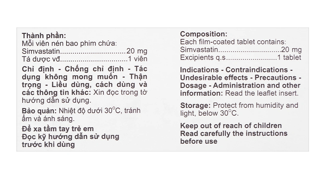 Agisimva® 20mg trị tăng cholesterol máu, làm chậm tiến triển xơ vữa (3 vỉ x 10 viên) - 4