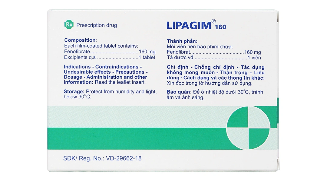 Lipagim 160 điều trị tăng Lipid máu (3 vỉ x 10 viên) - 1
