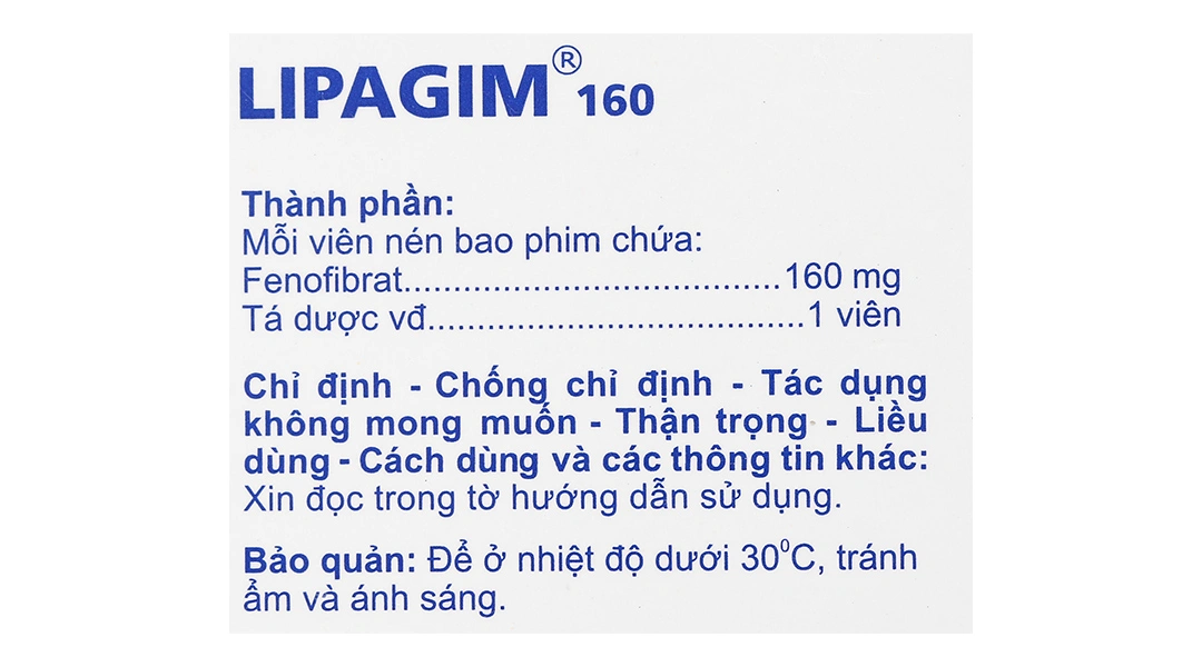 Lipagim 160 điều trị tăng Lipid máu (3 vỉ x 10 viên) - 4