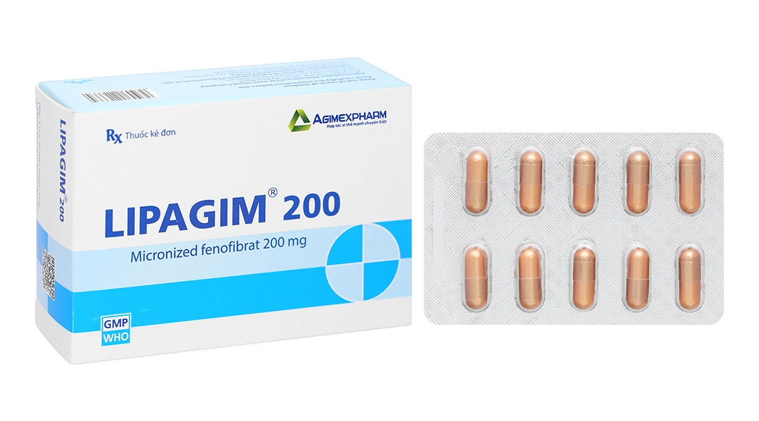 Lipagim 200 trị tăng mỡ máu như tăng Triglycerid, tăng Lipid hỗn hợp (3 vỉ x 10 viên) - 