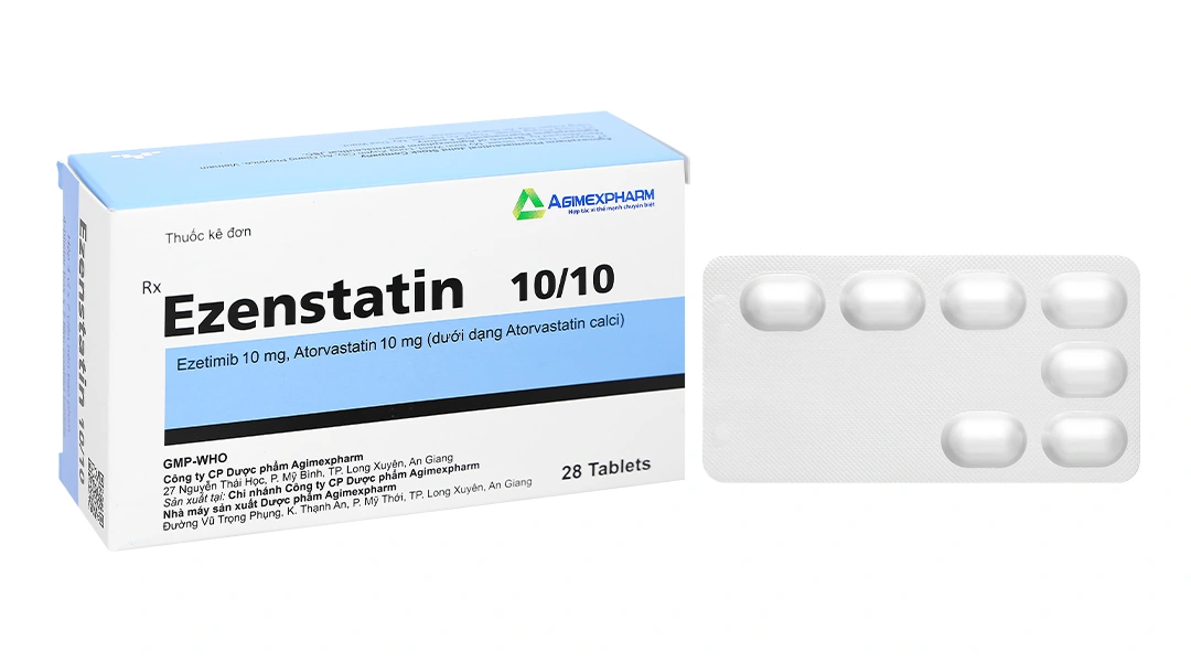 Ezenstatin 10/10 trị tăng cholesterol máu (4 vỉ x 7 viên) - 