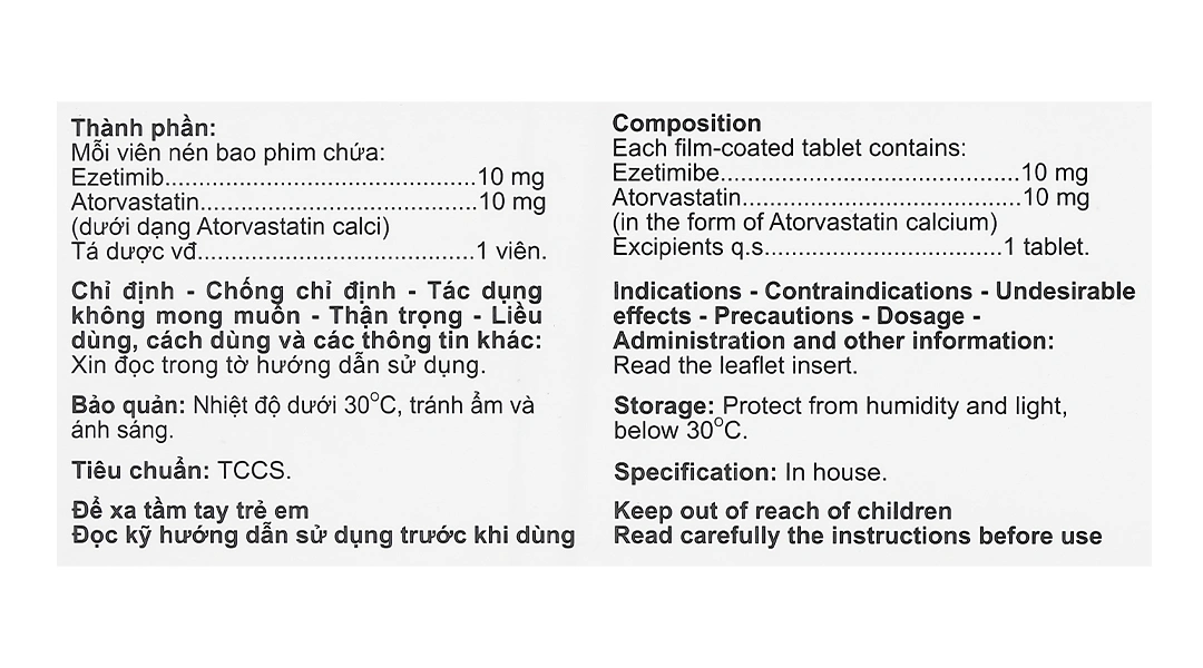 Ezenstatin 10/10 trị tăng cholesterol máu (4 vỉ x 7 viên) - 4