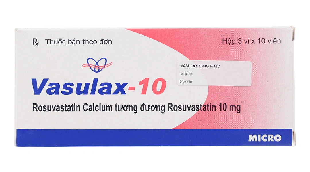 Vasulax-10 trị rối loạn mỡ máu (3 vỉ x 10 viên) - 1