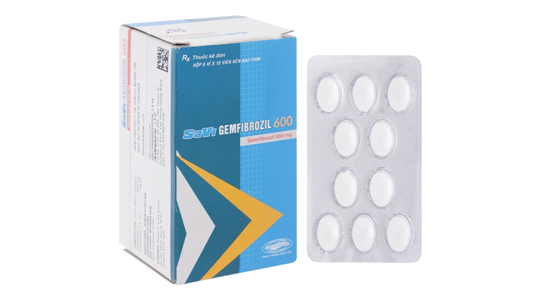 SaVi Gemfibrozil 600 trị rối loạn mỡ máu (6 vỉ x 10 viên) - 