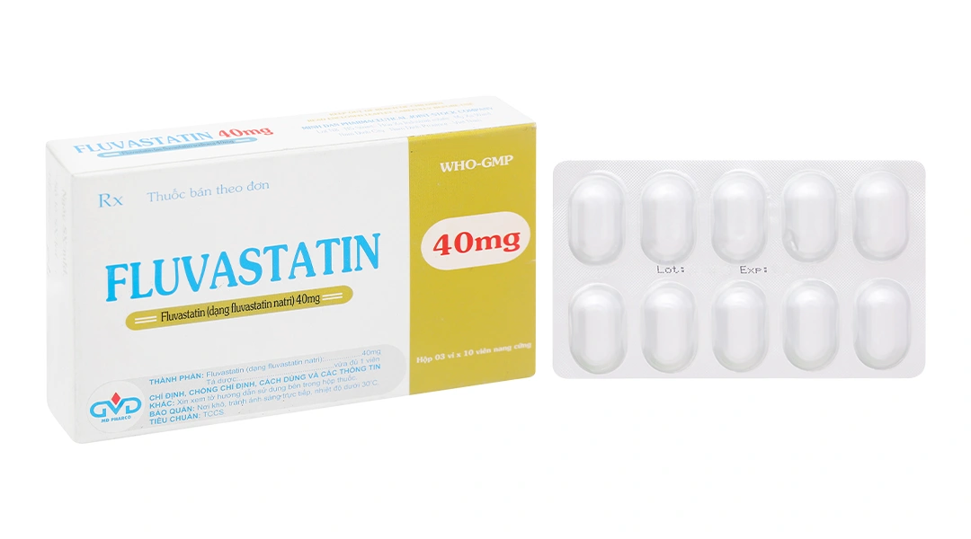 Fluvastatin MD Pharco 40mg trị rối loạn mỡ máu (3 vỉ x 10 viên) - 