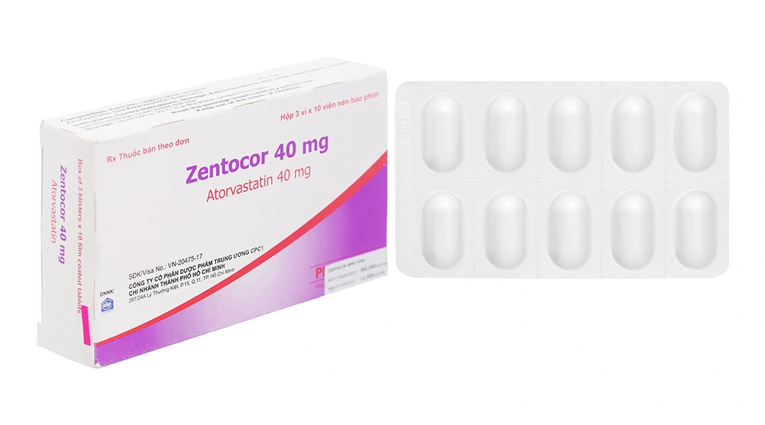 Zentocor 40mg trị rối loạn mỡ máu (3 vỉ x 10 viên) - 