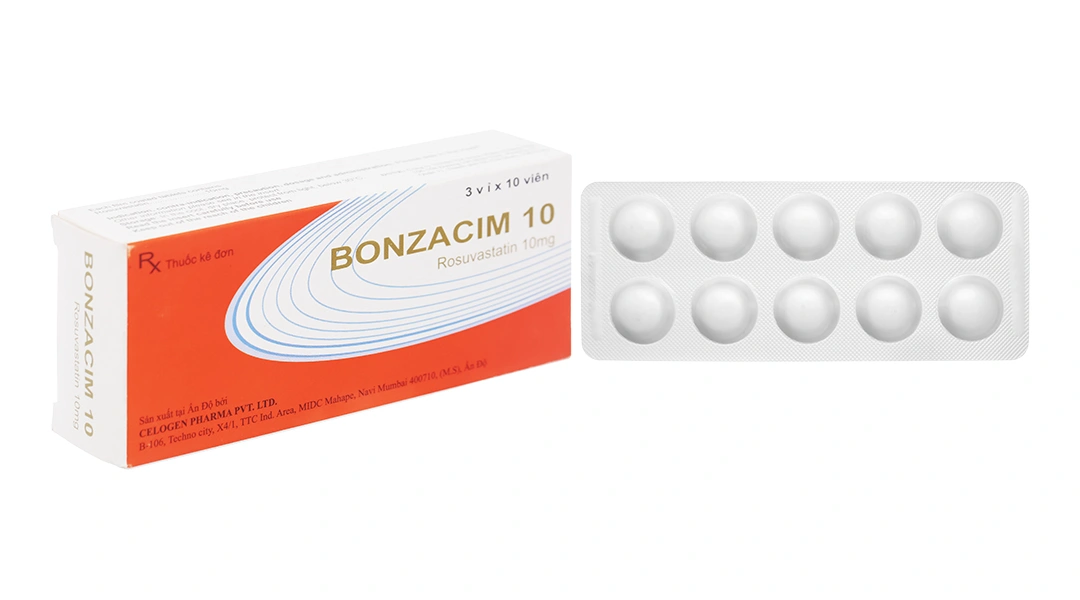 Bonzacim 10 làm giảm cholesterol toàn phần (3 vỉ x 10 viên) - 