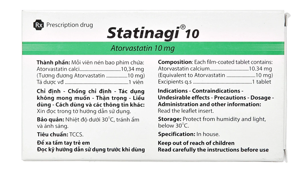 Statinagi 10 trị rối loạn mỡ máu (6 vỉ x 10 viên) - 1
