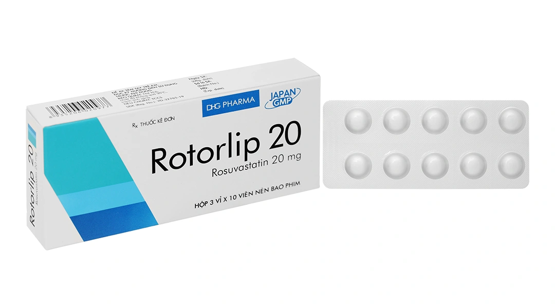 Rotorlip 20 trị rối loạn mỡ máu (3 vỉ x 10 viên) - 