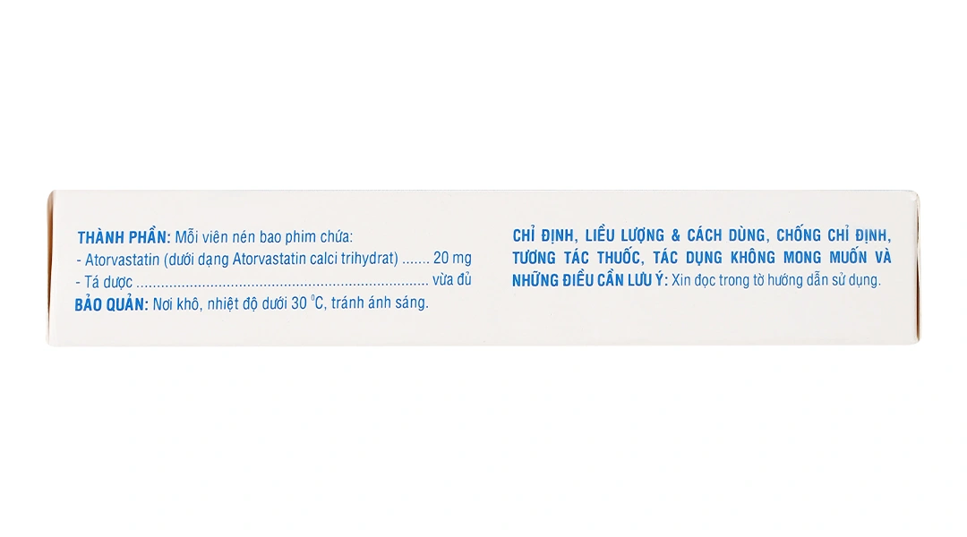 Atorvastatin Domesco 20mg trị tăng cholesterol máu (2 vỉ x 10 viên) - 1