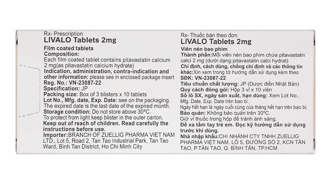 Livalo Tablets 2mg trị rối loạn lipid máu (3 vỉ x 10 viên) - 1