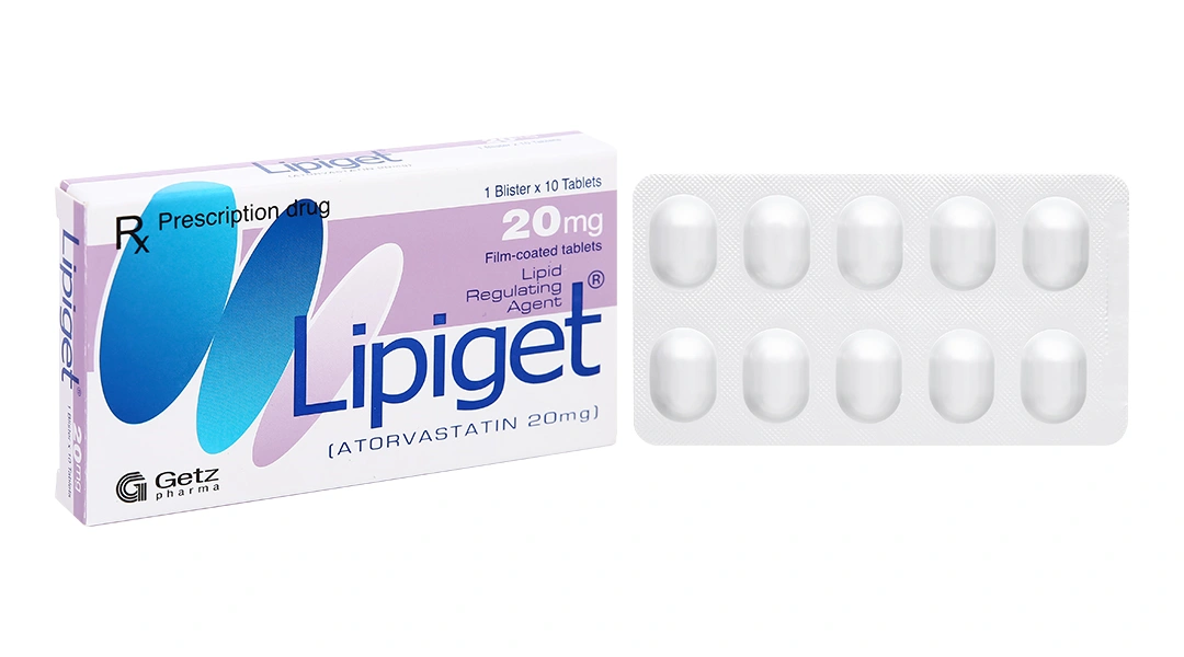 Lipiget 20mg giúp làm giảm cholesterol toàn phần (1 vỉ x 10 viên) - 