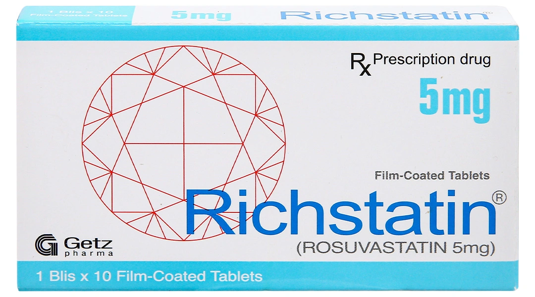 Richstatin 5mg dùng làm giảm nồng độ cholesterol toàn phần (1 vỉ x 10 viên) - 1