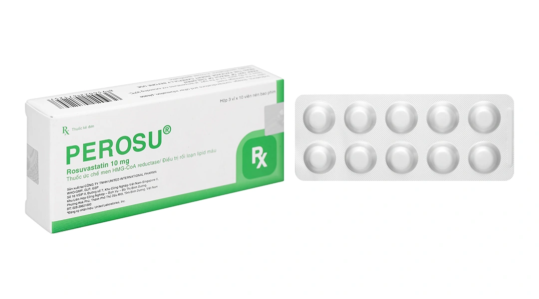 Perosu 10mg điều trị tăng cholesterol máu (3 vỉ x 10 viên) - 