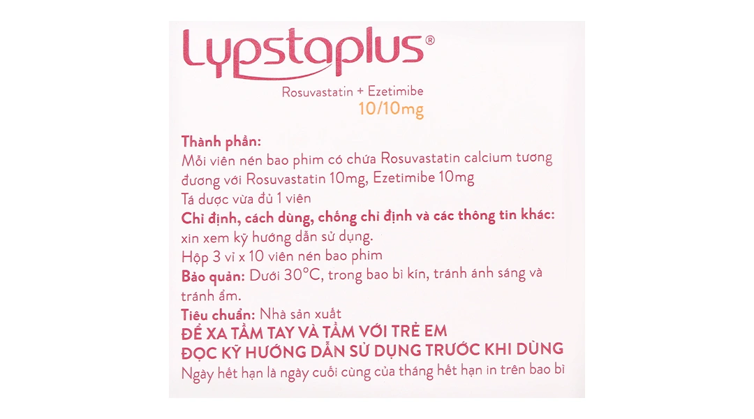 Lypstaplus 10/10mg điều trị tăng cholesterol máu nguyên phát (3 vỉ x 10 viên) - 5