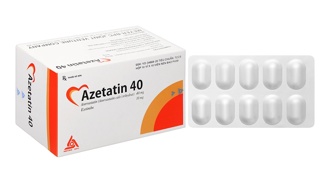 Azetatin 40 điều trị rối loạn lipid máu (10 vỉ x 10 viên) - 