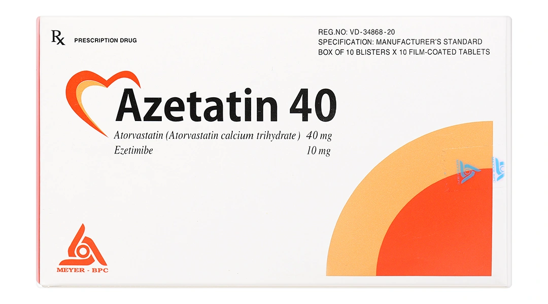 Azetatin 40 điều trị rối loạn lipid máu (10 vỉ x 10 viên) - 1