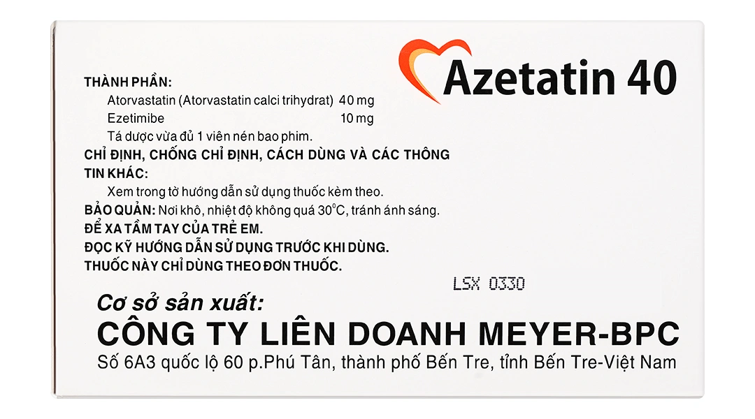 Azetatin 40 điều trị rối loạn lipid máu (10 vỉ x 10 viên) - 2