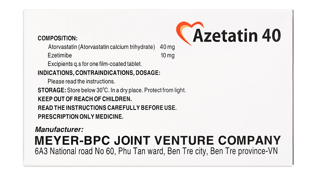 Azetatin 40 điều trị rối loạn lipid máu (10 vỉ x 10 viên) - 3