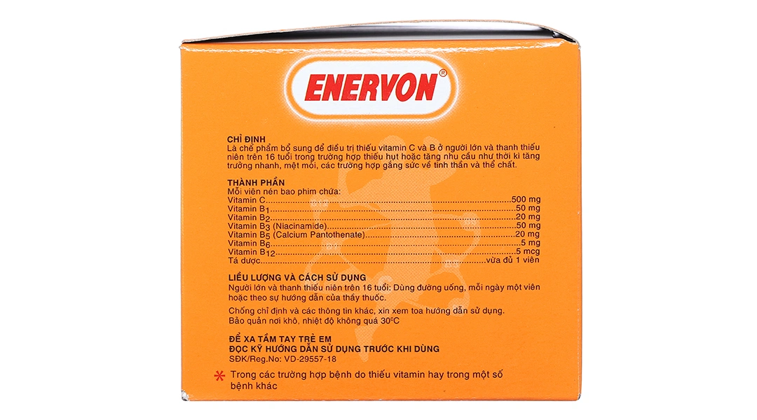 Enervon bổ sung vitamin nhóm B và vitamin C (10 vỉ x 10 viên) - 4