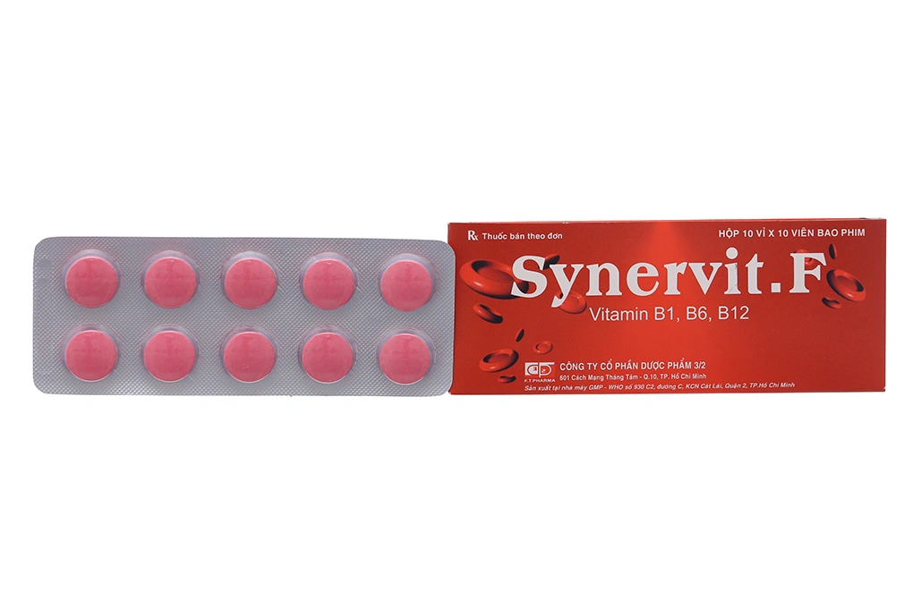 Synervit.F trị thiếu vitamin nhóm B (10 vỉ x 10 viên) - 