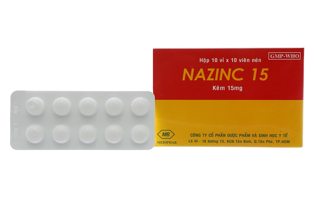 Nazinc 15 bổ sung kẽm, trị tiêu chảy (10 vỉ x 10 viên) - 