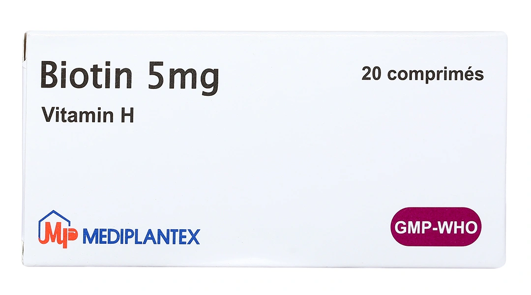 Biotin 5mg Mediplantex hỗ trợ trị viêm da, rụng tóc (2 vỉ x 10 viên) - 1