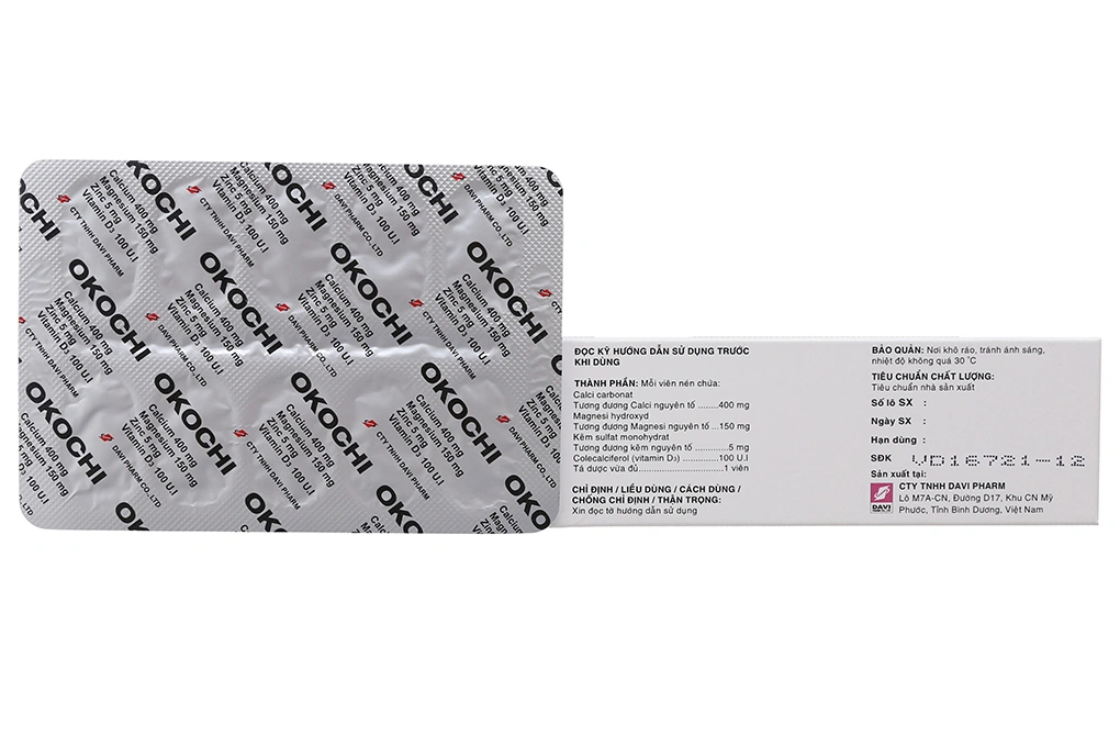 Okochi bổ sung canxi, magie, kẽm và vitamin D3 (3 vỉ x 10 viên) - 1