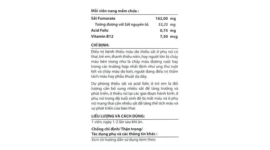 Ferrovit bổ sung sắt và axit folic, trị thiếu máu (5 vỉ x 10 viên) - 4