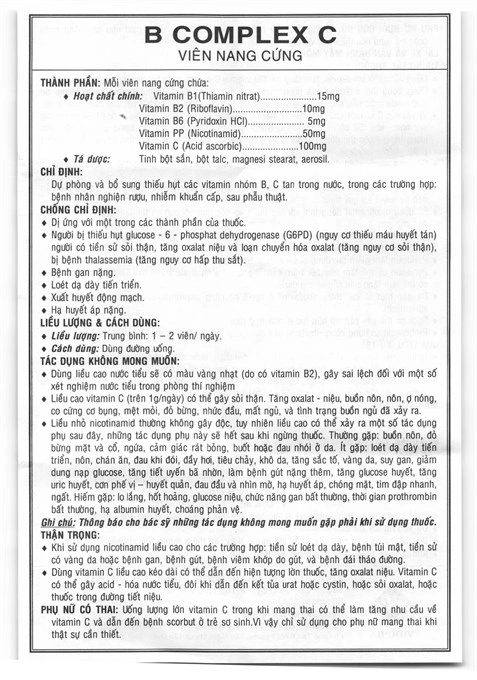 B Complex C bổ sung vitamin nhóm B và vitamin C (10 vỉ x 10 viên) - 4