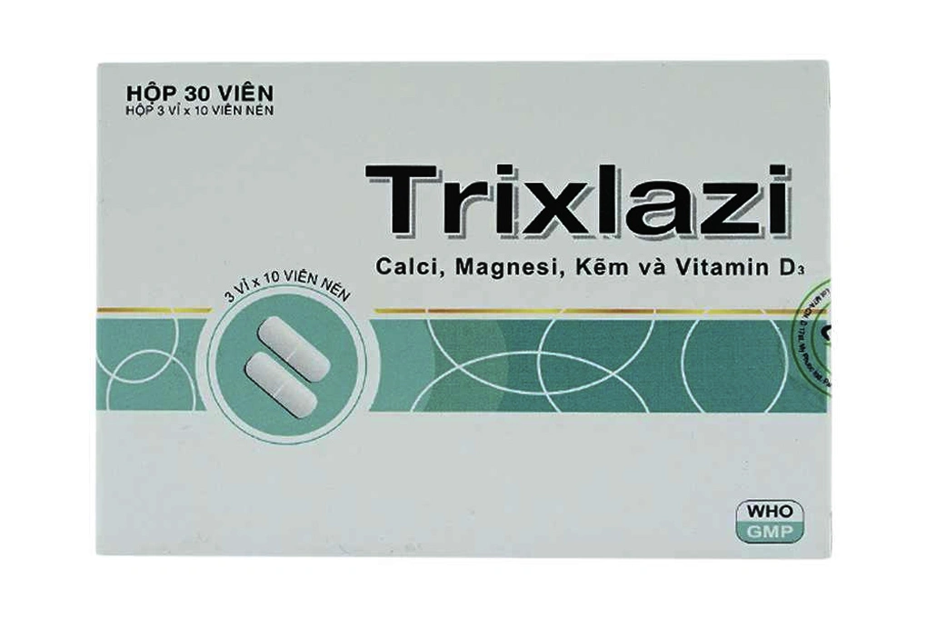 Trixlazi bổ sung khoáng chất, ngừa còi xương (3 vỉ x 10 viên) - 