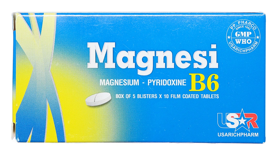 Magnesi B6 Phong Phú trị thiếu magie, giảm lo âu, căng thẳng (5 vỉ x 10 viên) - 1